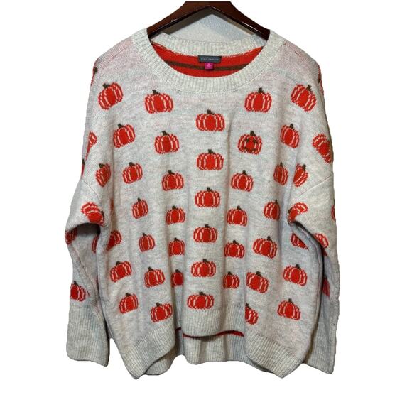 Vince Camuto Pumpkins Fall Autumn Thanksgiving Oversized Sweater Size XL - Picture 1 of 5